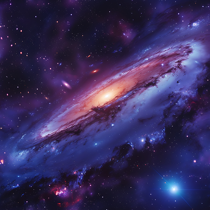 Space Featuring Radiant Galaxy and Nebula Clouds seamless PBR texture preview