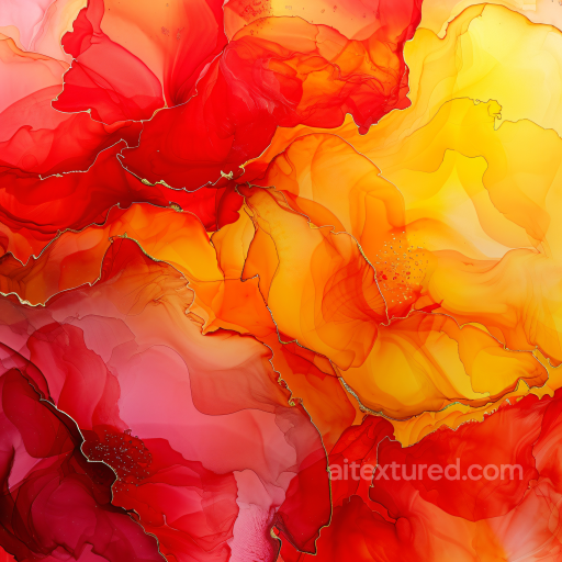 Alcohol Ink PBR Texture Featuring Fiery Red and Orange Fluid Swirls seamless Alcohol ink PBR texture