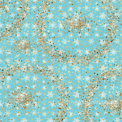 Featuring Blue Background with White Snowflakes and Gold Glitter Stars seamless Christmas glitter PBR texture