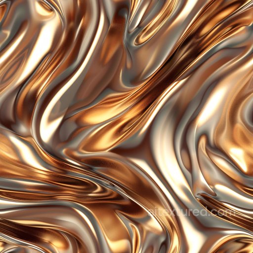 Seamless 3D PBR Texture of Glossy Wavy Bronze Surface with Liquid Flow texture preview