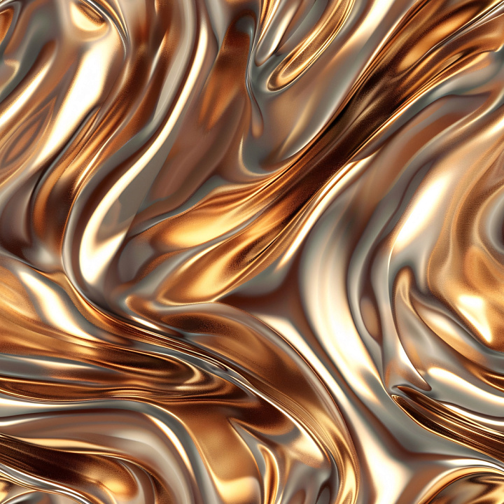 Glossy Wavy Bronze Surface with Liquid Flow seamless PBR texture preview