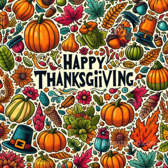 Thanksgiving Texture with Colorful Autumn Leaves & Pumpkins Thanksgiving texture preview