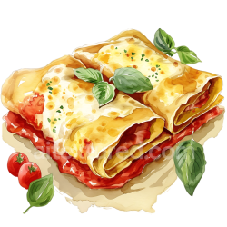 seamless Watercolor Style Breakfast Cannelloni with Meat and Bechamel Sauce Illustration texture 8k free download PBR