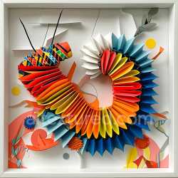 seamless Seamless 3D PBR Texture of Vibrant Folded Paper Caterpillar with Multicolor Segments texture 8k free download PBR