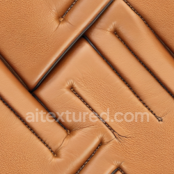 seamless Seamless 3D Quilted Tan Leather PBR Texture with Pebbled Grain and Highlighted Stitching texture 8k free download PBR