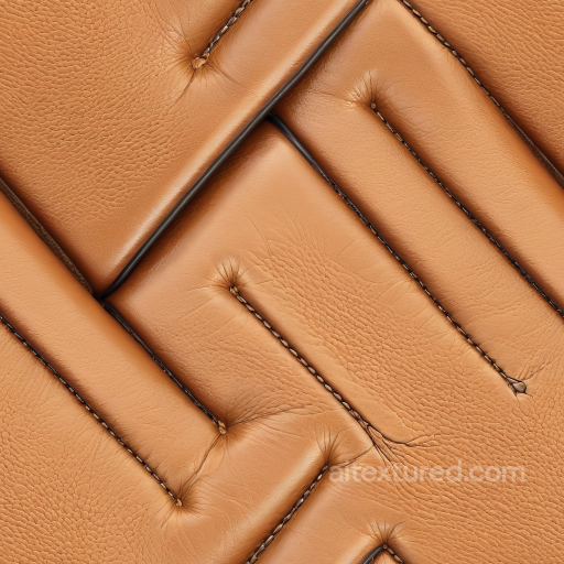 Quilted Tan Leather PBR Texture with Pebbled Grain and Highlighted Stitching seamless Leather PBR texture
