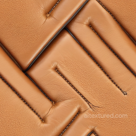 Quilted Tan Leather PBR Texture with Pebbled Grain and Highlighted Stitching Leather texture preview