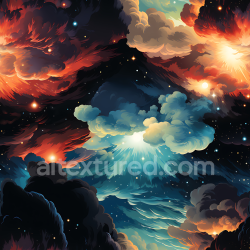 seamless Seamless 3D Space PBR Texture Featuring Vibrant Fiery and Cool Nebula Clouds texture 8k free download PBR