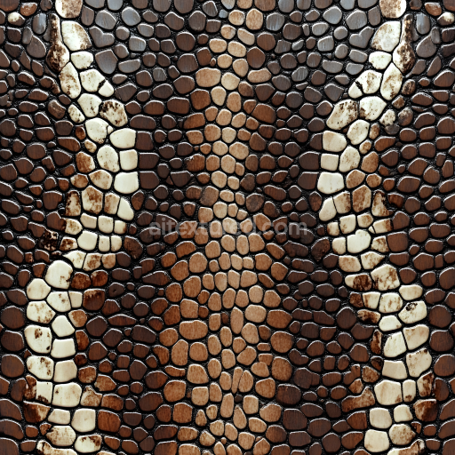 Seamless 3D PBR Reptile Skin Texture Featuring Distinctive Organic Scale Patterns and Realistic Tonal Variations