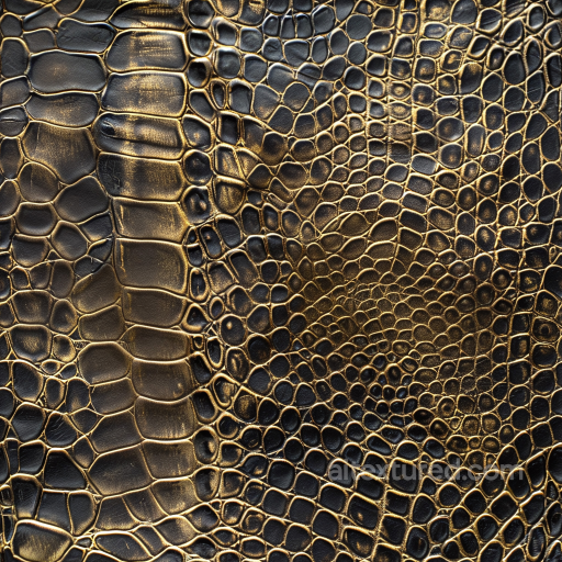black leather PBR texture with gold embossed crocodile grain seamless Leather PBR texture