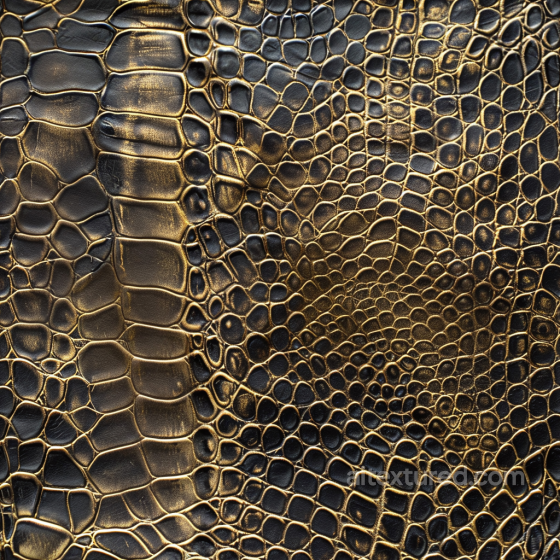 black leather PBR texture with gold embossed crocodile grain Leather texture preview