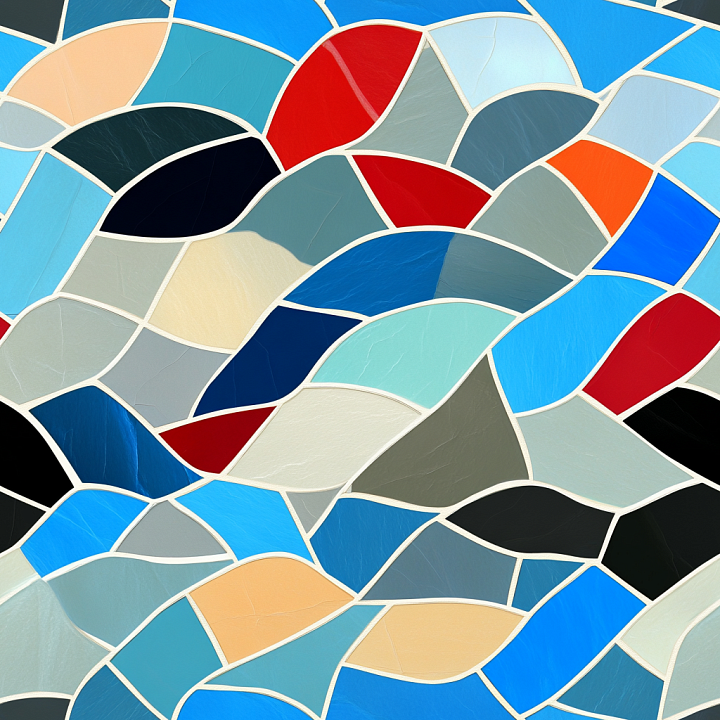 Mosaic with Colorful Irregular Stone Tiles and Matte Finish seamless PBR texture preview