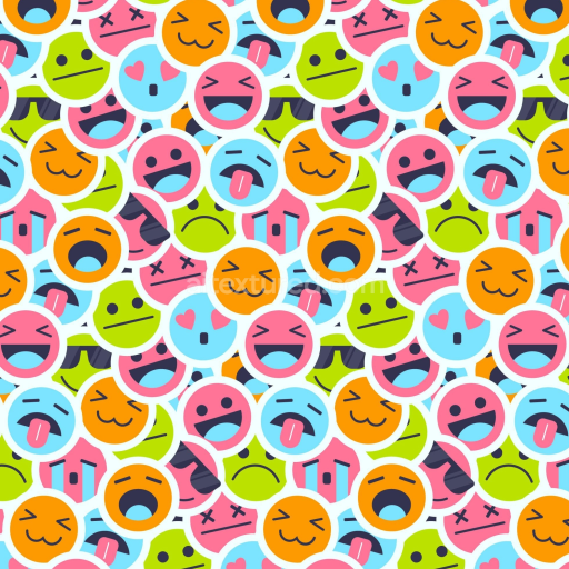 Seamless 3D PBR Texture Featuring Colorful Cartoon Happy Face Pattern