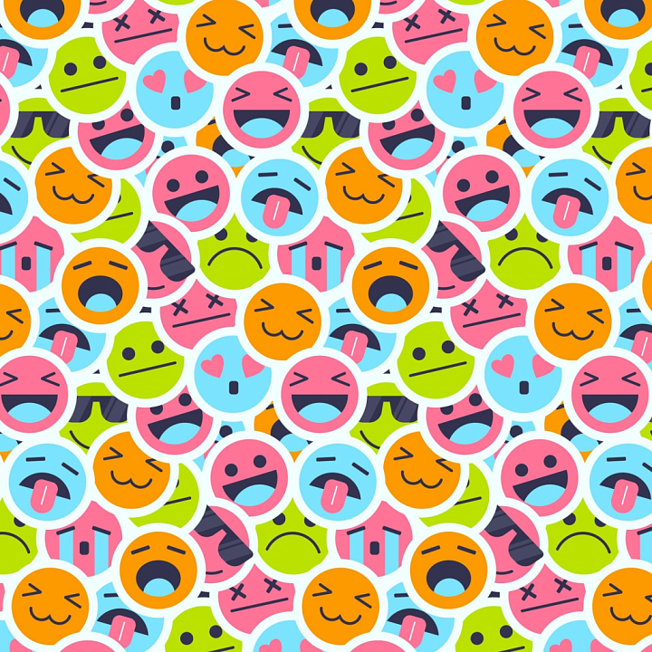 Featuring Colorful Cartoon Happy Face Pattern seamless PBR texture preview