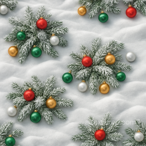 Snow Drifts Frosted Pine Red Baubles Green Baubles Gold Baubles White Baubles seamless Merry christmas PBR texture