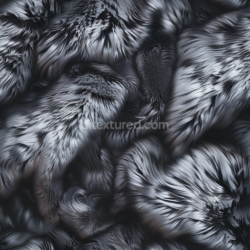 Seamless 3D Glossy Black Synthetic Leather PBR Texture with Dynamic Flowing Grain