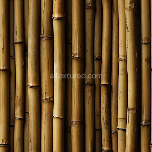 Seamless 3D PBR Texture of Natural Bamboo Culms with Node Details and Weathered Surface