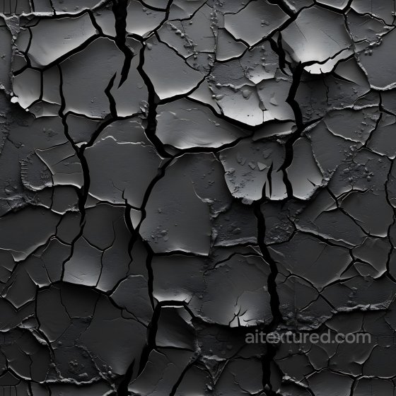 Cracked and Holes PBR Texture of Dark Black Paint with Fragmented Chipped Surface Cracked & Holes texture preview