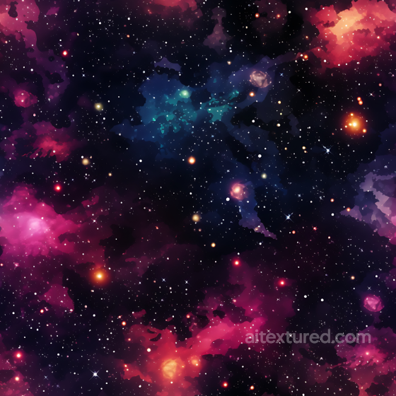 Space PBR Texture Featuring Colorful Nebula Clouds and Starfield Star, space, planets texture preview