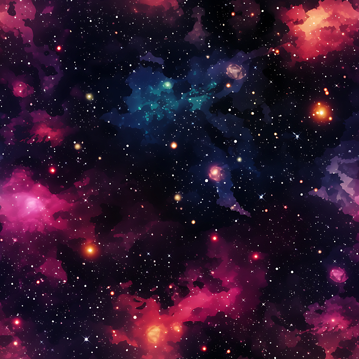 Space Featuring Colorful Nebula Clouds and Starfield seamless PBR texture preview