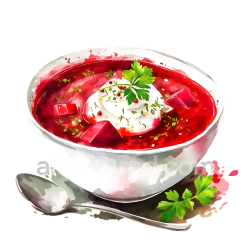 seamless Breakfast Borscht with Beets and Sour Cream Illustration texture 8k free download PBR