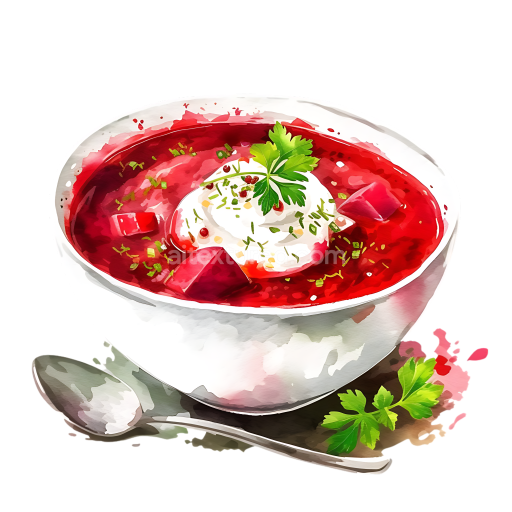 Breakfast Borscht with Beets and Sour Cream Illustration