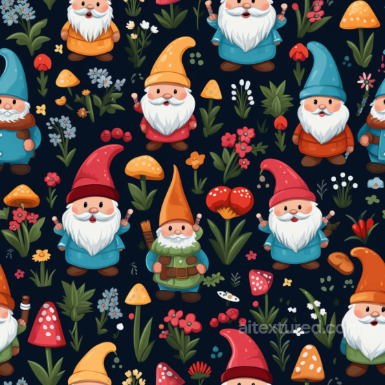 Featuring Colorful Cartoon Gnomes And Mushrooms All Easter Digital paper texture preview