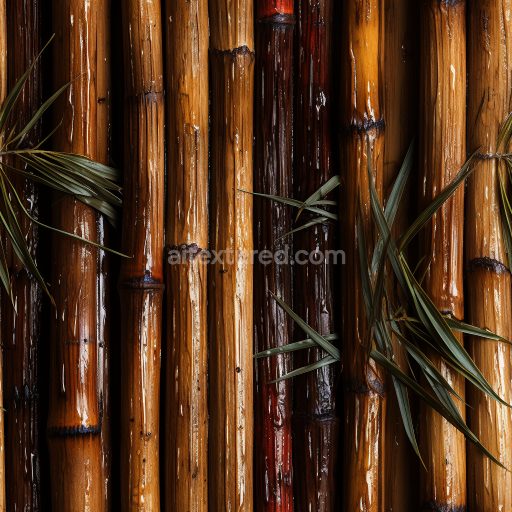Seamless 3D PBR Texture of Glossy Bamboo Culms in Dark Brown and Amber
