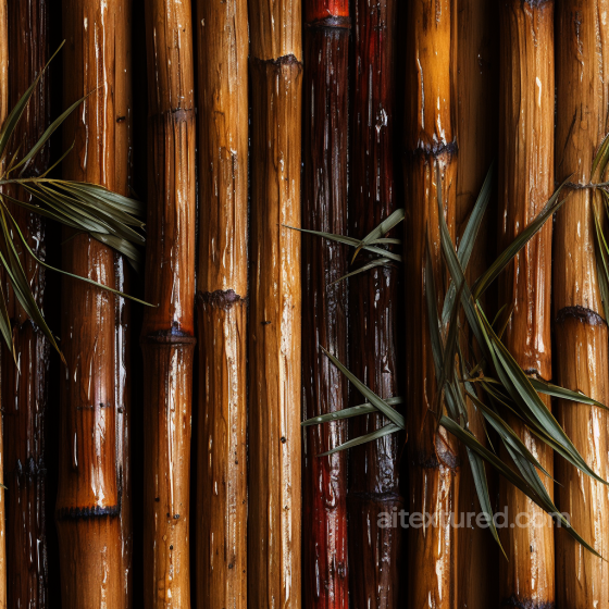 Glossy Bamboo Culms in Dark Brown and Amber Seamless Texture Bamboo texture preview