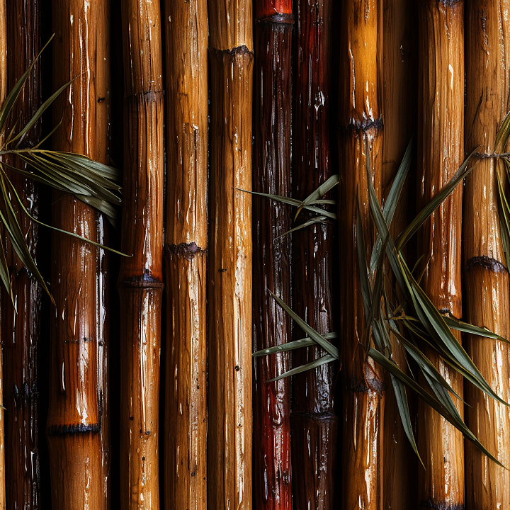 Glossy Bamboo Culms in Dark Brown and Amber seamless PBR texture preview