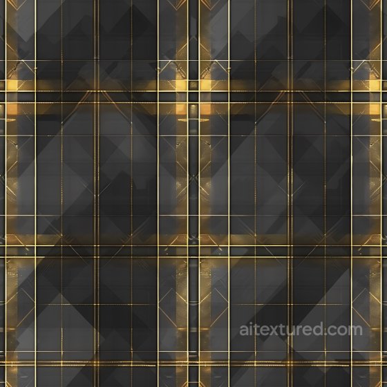 Black and Gold Plaid Fabric Seamless Texture with Shimmering Lines Plaid texture preview