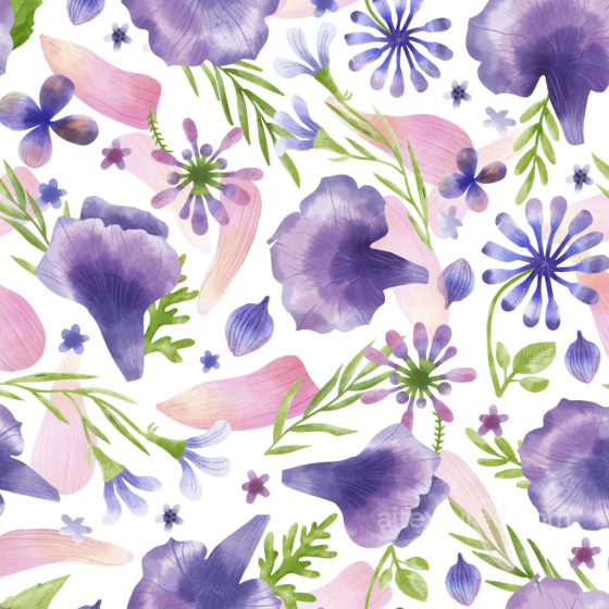 Purple Flower Watercolor Floral Pattern Seamless Texture Purple Flower texture preview