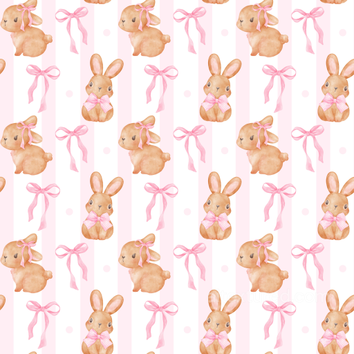 with Watercolor Bunny and Pink Ribbon Pattern seamless All Christmas Digital paper PBR texture