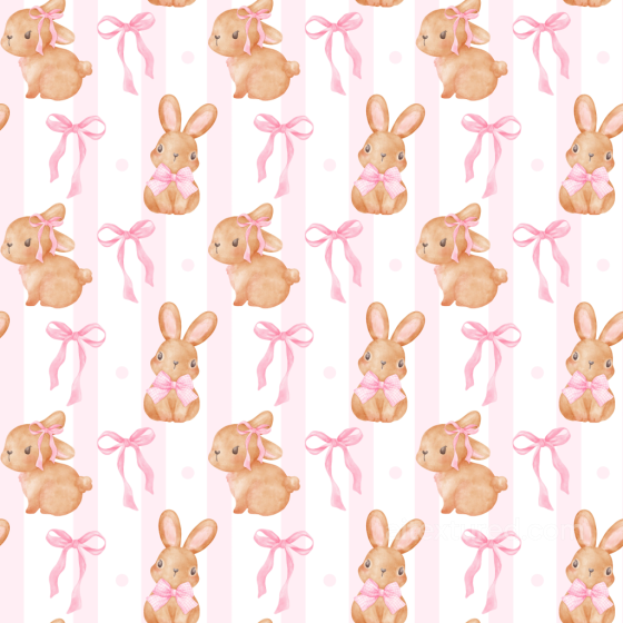 with Watercolor Bunny and Pink Ribbon Pattern All Christmas Digital paper texture preview