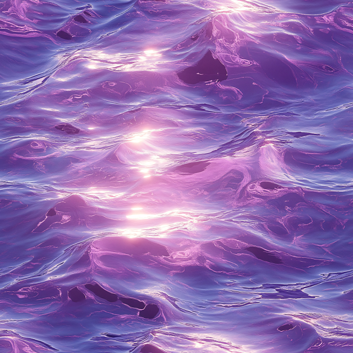 Water with Stylized Purple Ocean Waves and Light Reflections seamless PBR texture preview