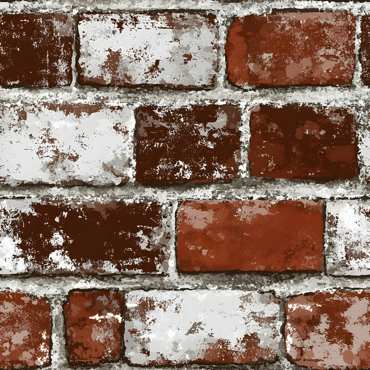 Cracked Brick Wall With Chipped Paint And Weathered Mortar seamless PBR texture preview