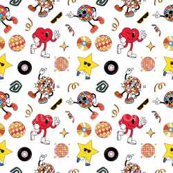 Pattern Bundle - Seamless 3D Pattern PBR Texture Featuring Retro Cartoon Motifs with Vibrant Colors and Pl… texture preview