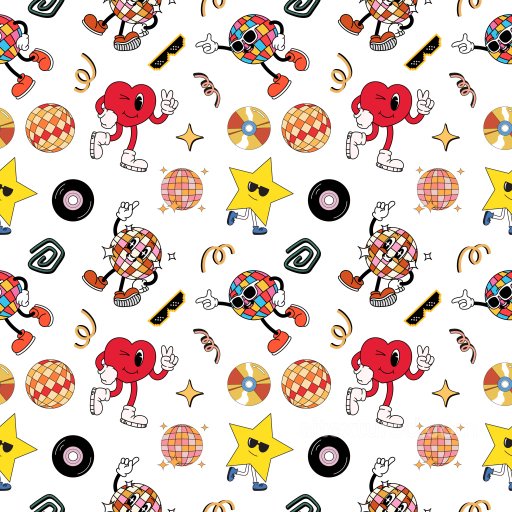 Pattern PBR Texture Featuring Retro Cartoon Motifs with Vibrant Colors and Playful Rhythm seamless Pattern Bundle PBR texture