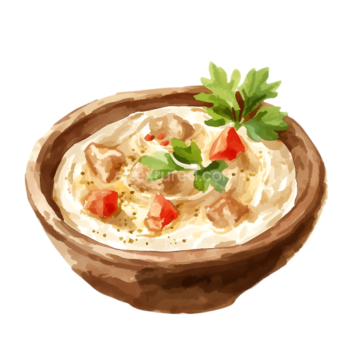 Preview — Jordanian Mansaf Lamb and Yogurt Breakfast Illustration with Fresh Herbs