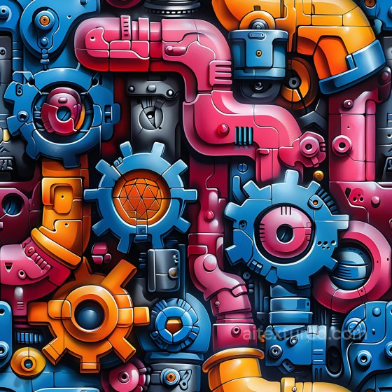 Graffiti Texture Featuring Colorful Mechanical Gears and Pipes Graffiti texture preview
