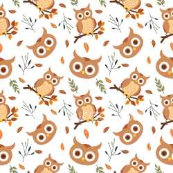 Pattern Bundle - Seamless 3D Pattern PBR Texture with Cute Owl Motifs and Autumnal Leaf Accents texture preview