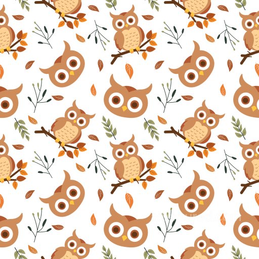 Pattern PBR Texture with Cute Owl Motifs and Autumnal Leaf Accents seamless Pattern Bundle PBR texture