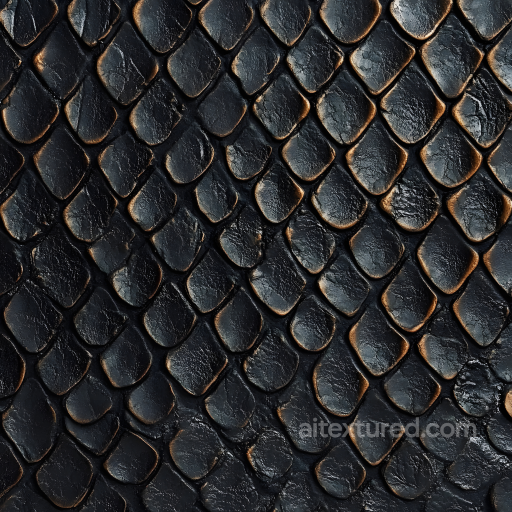 Skin PBR Texture Featuring Dark Reptilian Scales with High Gloss and Detail seamless Skin PBR texture