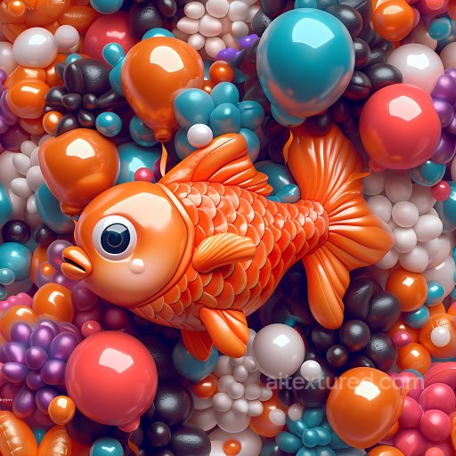 Inflated Vinyl Balloons PBR Texture in Bright Orange, Blue, and Black seamless Inflated PBR texture