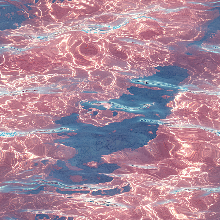 Stylized Pink Water Surface with Reflective Ripples seamless PBR texture preview