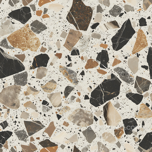 Terrazzo Stone PBR Texture Featuring Polished Mixed Rock Fragments seamless Stone PBR texture