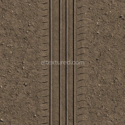 Seamless 3d texture pbr 8k slick tire track on asphalt print with linear pattern and compacted soil effects