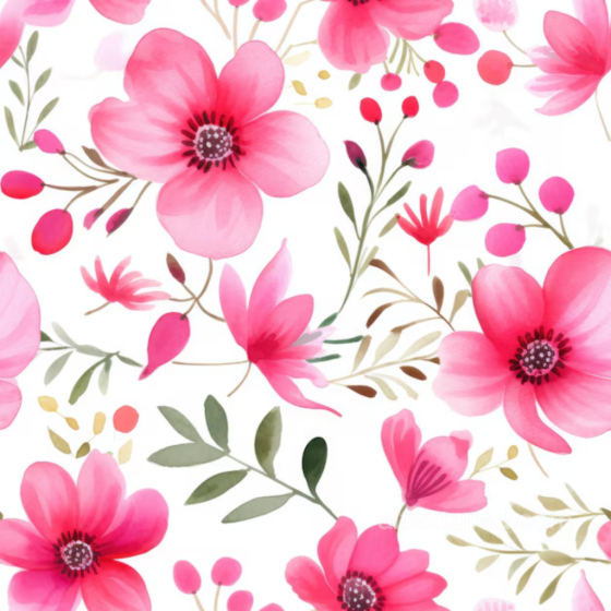 Seamless Pink Flower 3D PBR Texture with Watercolor Floral Pattern Pink Flower texture preview