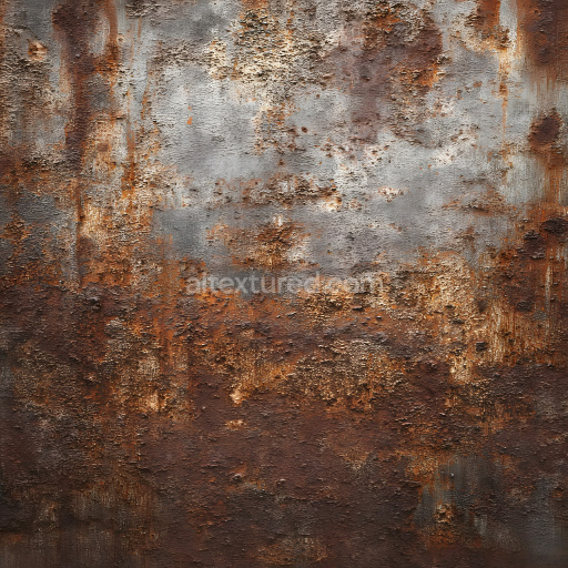 Seamless 3D Rusty Metal PBR Texture with Cracks, Holes, and Corrosion Detailing