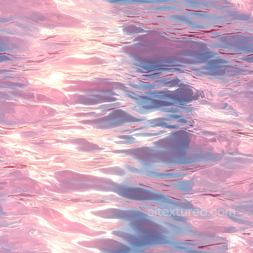 Water PBR Texture Featuring Stylized Pink-Reflective Surface and Soft Wave Patterns seamless Water PBR texture